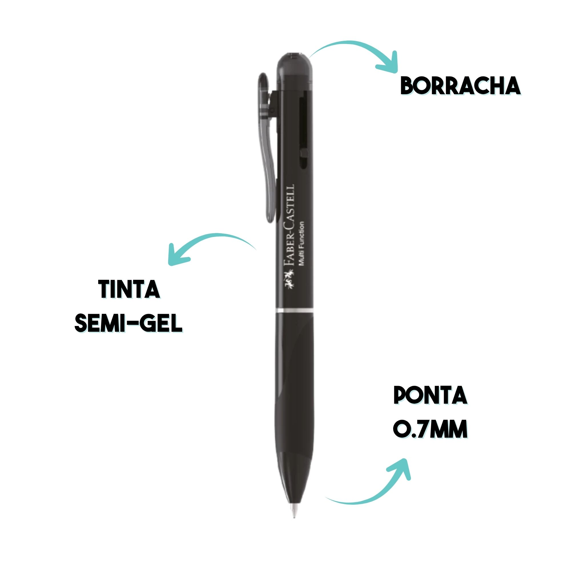 3 em 1!Multifunções 2 Canetas Esferográficas Azul e Preta 0,7mm + 1 Lapiseira 0,7mm | Faber-Castell