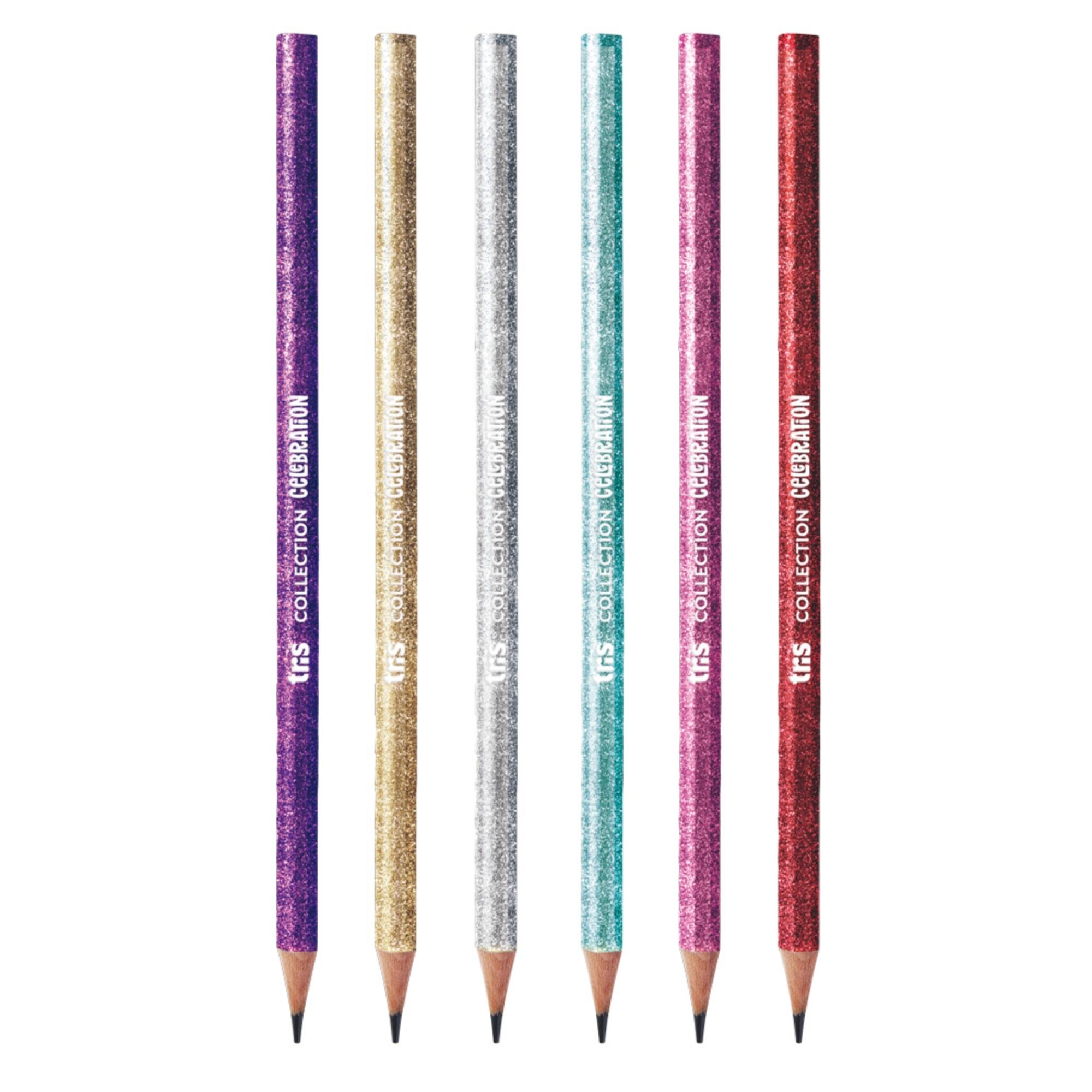 Lápis Grafite Collection Celebration HB=Nº2 - Corpo com Glitter!! Cores Sortidas | Tris