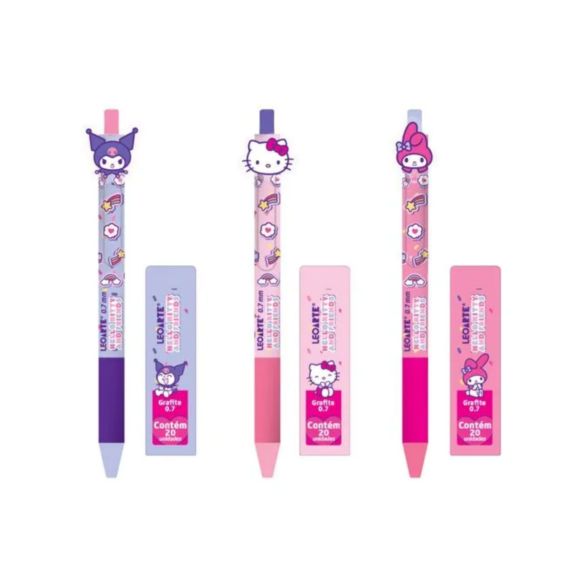 Lapiseira + 1 Caixinha com 20 Grafites Hello Kitty e Amigos 0.7mm | Leo Arte