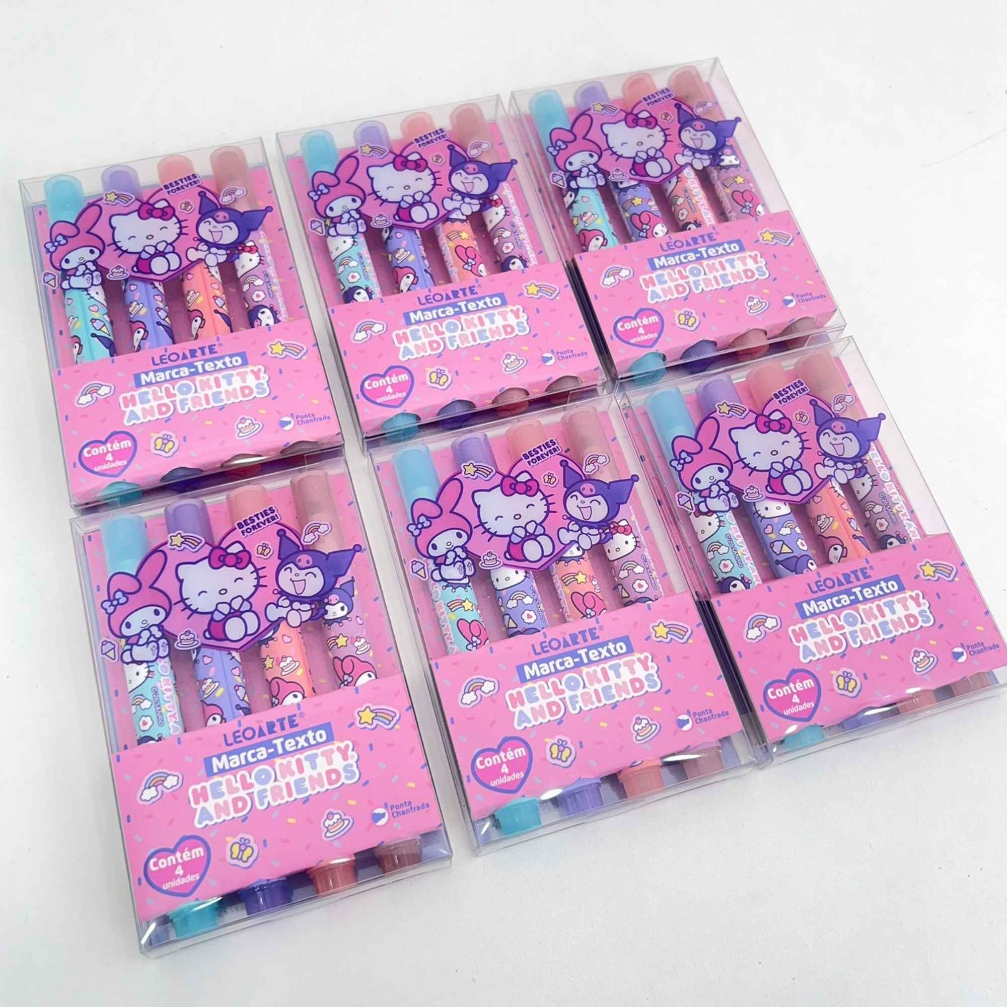 Marca Texto C/ 4 Unidades Hello Kitty e Amigos - Ponta Chanfrada | Leo Arte